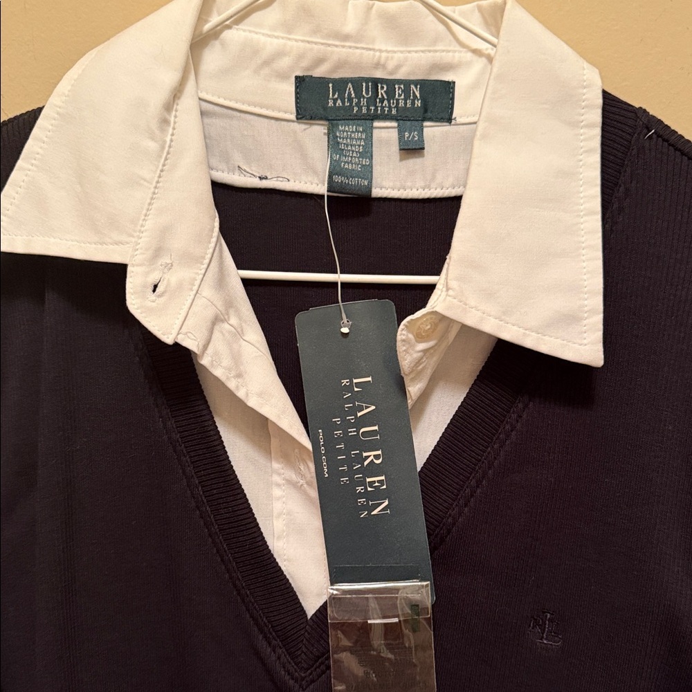 Lauren Ralph Lauren Black and White Button Down Shirt - Picture 2 of 3